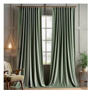 Luxe Sage Green Velvet Curtain Panel - Home Accents
